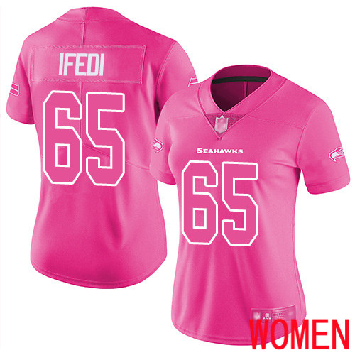 Seattle Seahawks Limited Pink Women Germain Ifedi Jersey NFL Football #65 Rush Fashion